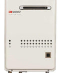 Heavy Duty Outdoor Tankless Water Heater Delivers A Straight Up 140k BTU Liquid Propane Stream To Keep Your Patio Setup Runnin Hot All Day Without Any Cold Spots, front view.