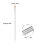 Image of 26 Inch Aligning Pry Bar With 14mm Rod Diameter In 45 Carbon Steel Chrome Plated showing dimensions.