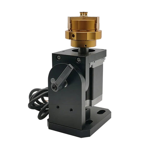 D5 Mini Rotary Axis For Laser Engraver Hella Precise Jewelry Marking Ring With Smart Controller 81 Mm Height side view of black rotary axis