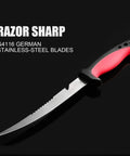 6.5 inch serrated bait knife, part of Pro Two Piece Fillet Knife Set For Fishing, 6.5 Inch Filleting Knives With German Stainless Steel Blades