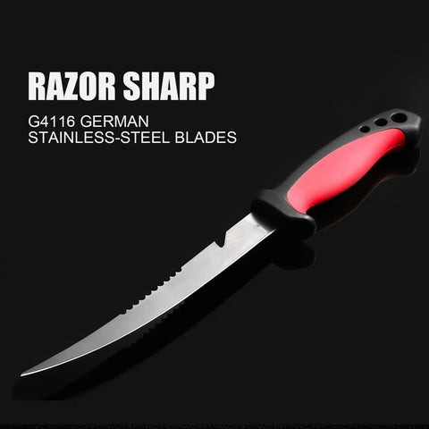 6.5 inch serrated bait knife, part of Pro Two Piece Fillet Knife Set For Fishing, 6.5 Inch Filleting Knives With German Stainless Steel Blades