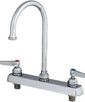 Deck Mount Work Board Faucet With Swivel Gooseneck, Lever Handles, 8 Inch Centers, 2 Inch Shanks, Chrome Plated Brass Body, 2.2 GPM Aerator
