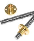 Heavy Duty T10 Acme Lead Screw Built Tough From Real 304 Stainless Steel With A Snappy 2mm Pitch And Smooth 8mm Lead That Runs Like Butter For Your CNC Router Or 3D Printer Rig Plus Includes A Nylon Nut components including lead screw and brass coupling
