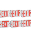 Six LED Emergency Exit Sign Double Face With Battery Backup Kit, 6 Pack, UL Certified, 120/277V, SMD LED set on white background.