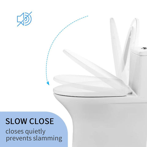 Zero Drama Open Front Toilet Seat With Soft Close Lid And Quick Release Hinges, Easy Clean White Elongated Setup For Standard Bowls, shows slow close feature preventing slamming.