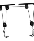 Heavy Duty Overhead Hoist And Pulley System With Sixty Kilogram Capacity, ceiling bike rack lift with steel hooks