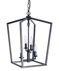Industrial Black Pendant Light 4 Light Chandelier With Classic Metal Cage, Perfect For Farmhouse Entryway Dining Room Kitchen Island Or Foyer