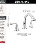 Diagram showing Geist Matte Black Widespread Bathroom Faucet For Vanity 3 Hole 8 Inch installation dimensions.