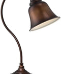 Gianna Table Lamp In Antique Copper Finish With Classic Curved Arm And Bell Shade 21 Inch Tall Desk Light E27 CFL Compatible