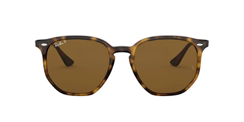 Front view of RB4306 Hexagonal Polarized Sunglasses With B-15 Brown Lens Light Havana Frame 54mm For Men And Women