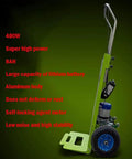 1200W Heavy Duty Electric Stair Climber Hand Truck With Folding Sack Design And Retractable Handle For Effortless Curved And Straight Stair Transport Up To 440 Pound Load Capacity side view with motor and large wheels.