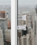 Close-up of Six Pack Childproof Window And Cabinet Safety Locks With Keyless Design For Home Use White ABS Construction Easy Install