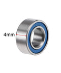 Close-up of MR105-2RS Deep Groove Ball Bearing 5mm ID 10mm OD 4mm Thick Double Sealed Chrome Steel Blue Seal, showing thickness measurement