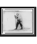 Antique Wall Art Print Of A Full Length Portrait In Furs And Skis, Vintage Black And White Image For Office Decor, 17x22 Reproduction