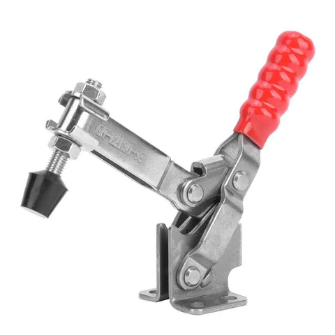 Stainless Steel Toggle Clamp With Fixed Rod For Woodworking And Welding Tasks Quick Toggle Action Rust Resistant 304 Stainless High Clamping Force Durable Hold Down Clamp with red handle