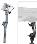 Built Tough Electronic Drum Module Mount Plate With Adjustable Tilting Holder For Drum Set Cymbal Stands shown on stand