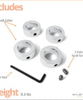 Built To Last Half Inch Bore Solid Carbon Steel Shaft Collars Zinc Plated 4 Pack with screws and Allen key