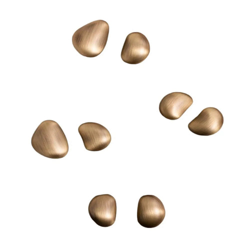Mid Century Pebble Brass Cabinet Handles And Irregular Knobs Set for wardrobes dressers and shoe cabinets in chrome finish