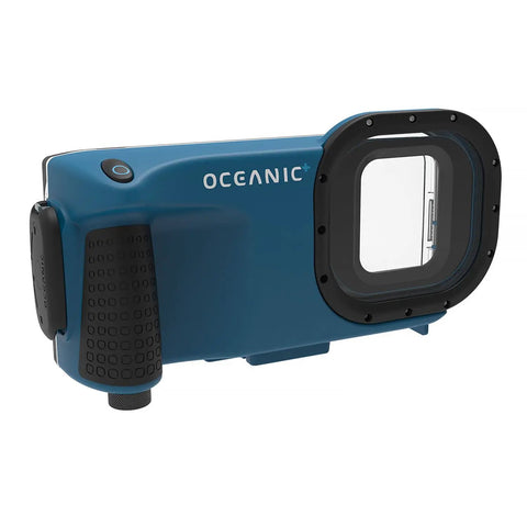 Underwater iPhone Dive Housing With Digital Color Correction, Pro Photo And Video Modes, shown in blue with a clear lens
