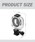 Waterproof Dive Case For Go Ultra Thumb Camera, 164ft/50m Underwater Housing With Bracket, shown with dimensions.