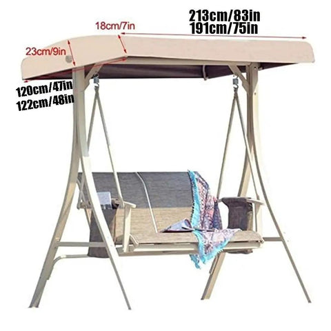Durable Waterproof Replacement Canopy Top For Outdoor Porch Swing 75 By 47 By 9 Inches Beige Sun Shield Awning Cover Made From 210D Oxford Cloth Refresh Your Swing With A Sturdy Weatherproof Shade Easy Install