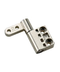 360-degree rotating torque damping hinge, zinc alloy, silver metal finish, 1-piece.