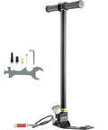 Three Stage High Pressure Hand Pump For PCP Air Guns Stirrup Pump Filling Tool Up To 30 MPa with gauge and accessories.