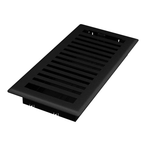 Top view of Montezuma Decorative Floor Register 4 By 10 Inch Two Pack Black Iron Finish With Solid Steel Face Plate.