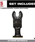 Professional Grade Oscillating Multi Tool Blades One Three Eighths Inches Carbide Tipped Cutting Edges Five Pack Heavy Duty Power Tool Accessories straight oscillating blade in a 5 pack