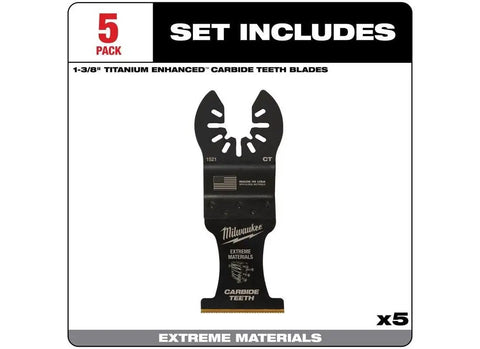 Professional Grade Oscillating Multi Tool Blades One Three Eighths Inches Carbide Tipped Cutting Edges Five Pack Heavy Duty Power Tool Accessories straight oscillating blade in a 5 pack