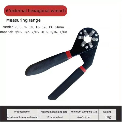 6 In One Multifunctional Adjustable Universal Wrench With Chrome Clamp Heavy Duty Mechanical Workshop Tool on white background