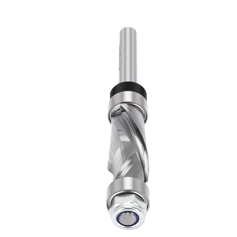 Top Picks Pocreation Compression Flush Trim Router Bit For Precise Woodwork Jobs with 1/4 Inch Shank And 1/2 Inch Cutting Diameter showing detailed carbide tip design.