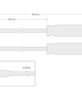 Diagram of 36 Inch Angled End Pry Bar With Textured Poly Handle For High Leverage Prying And Lifting, dimensions shown