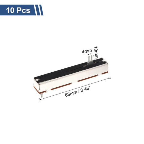 10Pcs Straight Linear Slide Potentiometers 3 Pin B10K 88Mm Length 60Mm Travel 4x10Mm Handle Faders Pro Grade Variable Resistors