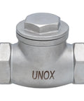 UNOX 1-inch stainless steel swing check valve, SS304, threaded ends for water/air systems