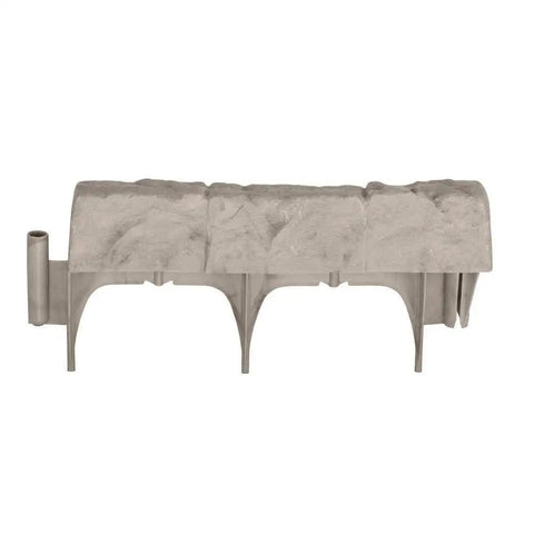 Interlocking Garden Border Edging Stone Look Poly Construction Water Resistant module in light taupe for flower beds and walkways.