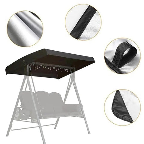 Beige Swing Canopy Replacement Top Cover For 2 To 3 Seater Porch Swing 84x48 Inches Waterproof All Weather Sun Shade Awning Patio Outdoor