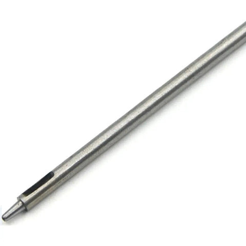 Close-up of a hardened carbon steel punch from the Leather Punch Tool Kit With Ten Sizes From 0.5mm To 5.0mm For Belts Wallets And Bags Heavy Duty Hole Puncher Set Professional Leatherworking Tools For DIY And Repair.