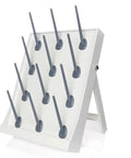Heavy Duty Lab Glassware Drying Rack With Detachable Drip Rod, 12 peg holder for drying beakers in stainless steel.