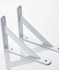 Top Tier Heavy Duty White L Shaped Wall Shelf Brackets, thick iron angle supports for home decor display.