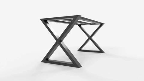 Beefy Heavy Duty Metal Table Base Built To Last With 700 Lb Capacity 28 Inch Height Industrial Table Frame X-shaped angle view