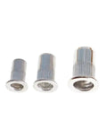 The Ultimate 900 Piece Rivet Nut Setter Gun Kit With Heavy Duty Thread Setting Tool For Easy Rivnut Installation And Fastener Repair Jobs That Are Totally Rad And Super Durable. Three silver rivet nuts