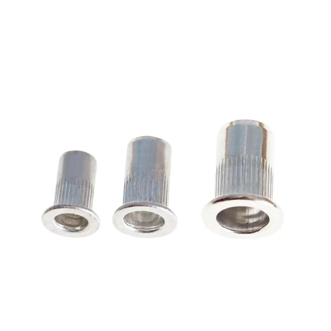 The Ultimate 900 Piece Rivet Nut Setter Gun Kit With Heavy Duty Thread Setting Tool For Easy Rivnut Installation And Fastener Repair Jobs That Are Totally Rad And Super Durable. Three silver rivet nuts
