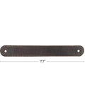 Set Of Four Full Grain Leather Drawer Handles Handmade In Bourbon Brown With Pre Made Holes For Easy Installation Durable And Stylish Furniture Hardware For Dressers Armoires And Cabinets Ideal For DIY Renovations, single handle view with dimensions