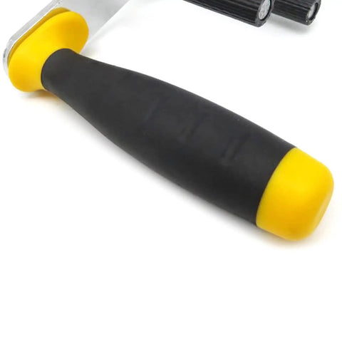Detail of the ergonomic rubber handle of the Heavy Duty Adjustable Drywall Handler With Ergonomic Rubber Handle Rock Solid Aluminum Frame Saves Your Back Handling Plywood Gypsum Panels Tile Hassle Free.