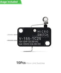Lead Limit Switch With Short Hinge Roller Lever Arm SPDT 1NO 1NC Snap Action Micro Switch V-155-1C25, black case