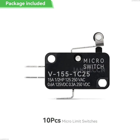 Lead Limit Switch With Short Hinge Roller Lever Arm SPDT 1NO 1NC Snap Action Micro Switch V-155-1C25, black case