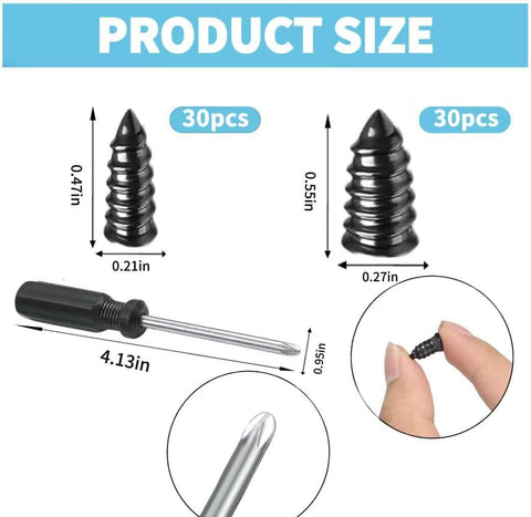 Product size details of 60 Piece Tire Repair Kit With Rubber Nails And Screw Plugs, Includes Screwdriver, Self Service Patch Tool