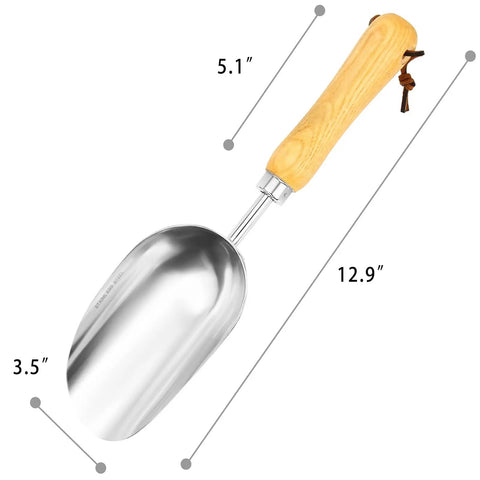 Heavy Duty Garden Trowel With Stainless Steel Blade And Ergonomic Ash Wood Handle for Easy Planting and Soil Loosening DIY