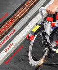 Heavy-Duty Concrete Circular Saw With Water Pump For Wet Dry Cutting Of Stone And Reinforced Concrete Up To 270mm Deep in action on granite and brick.